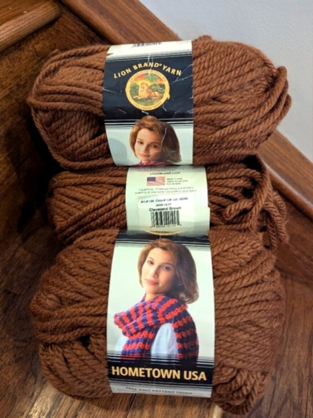 Vintage Yarn Lion Brand Hometown USA Super Bulky Cleveland Brown 3 x 5oz/142g